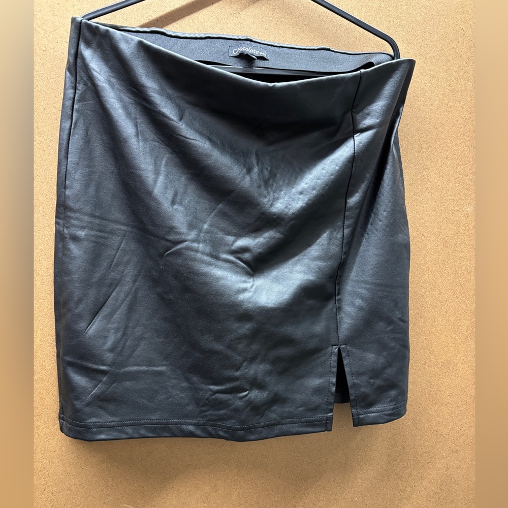 Faux Leather Black skirt with Side Slit